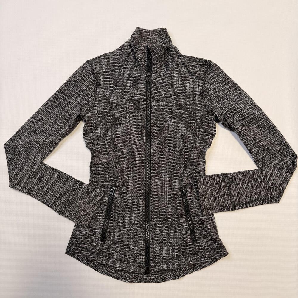 Lululemon Define Jacket Womens 2 Gray Flecked Full Zip Track Thumbholes Athletic